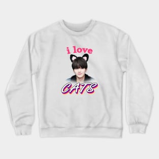 i love cats aka yoongi suga agustd Crewneck Sweatshirt